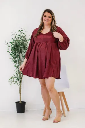 Winter Wine Jacquard Animal Print Dress