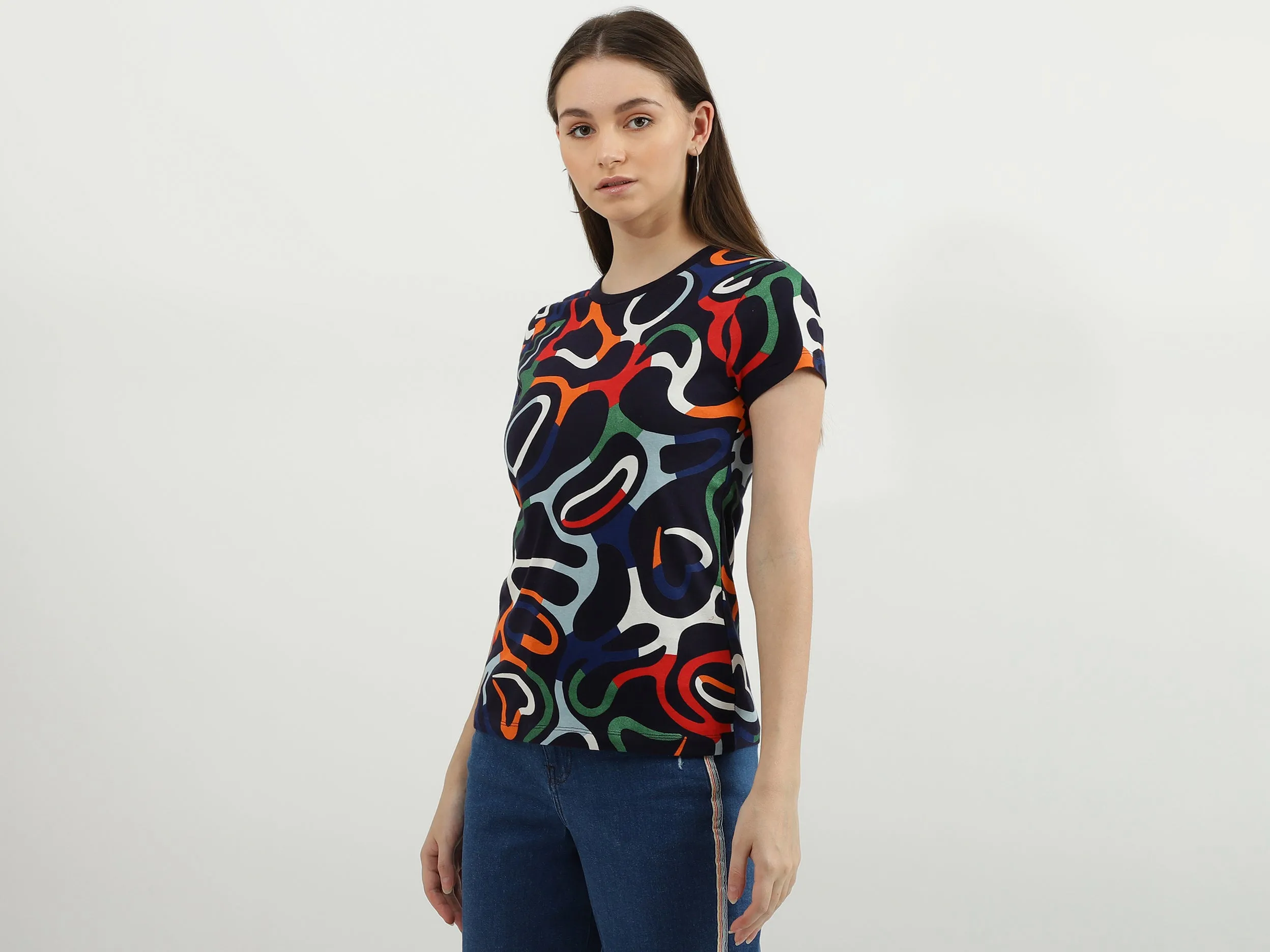 Women Printed Round Neck T-Shirt