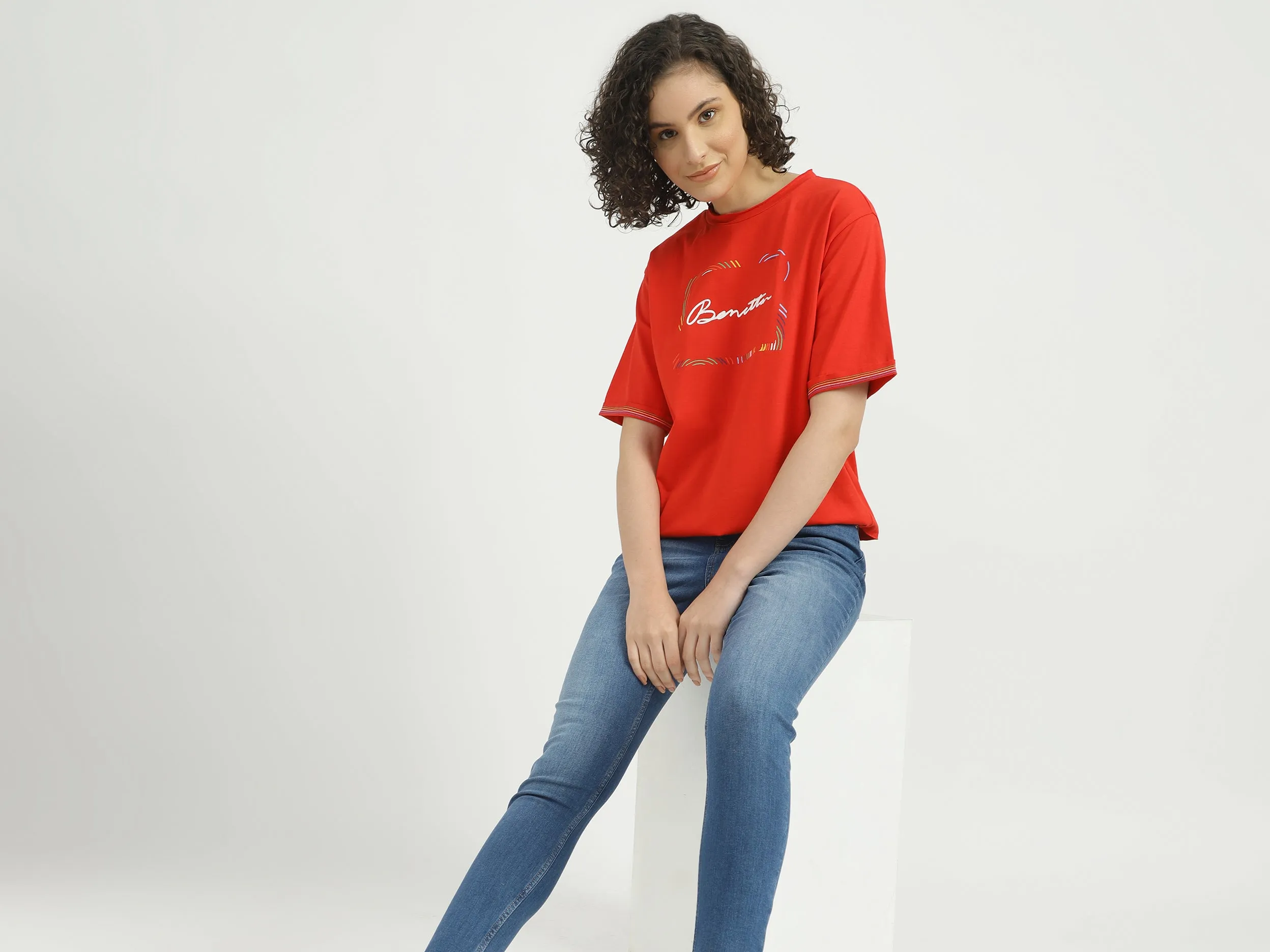 Women Printed Round Neck T-shirt