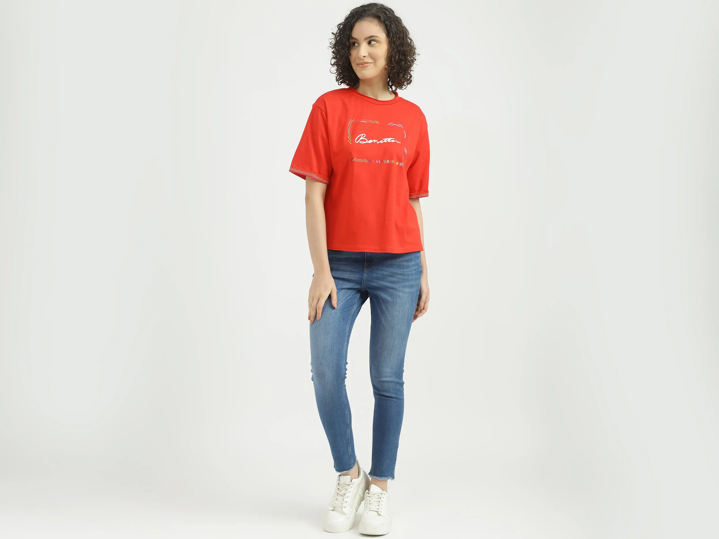 Women Printed Round Neck T-shirt