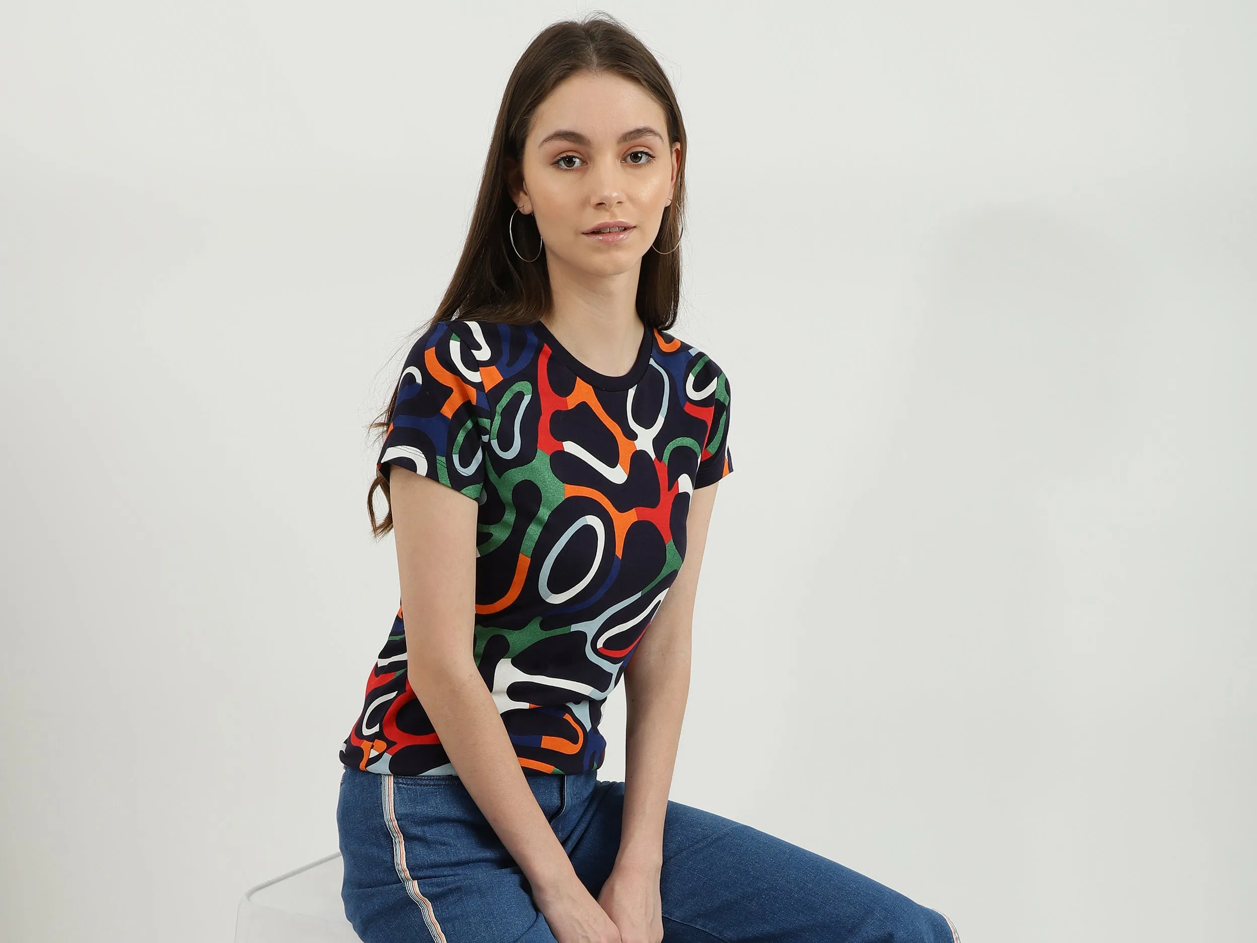 Women Printed Round Neck T-Shirt