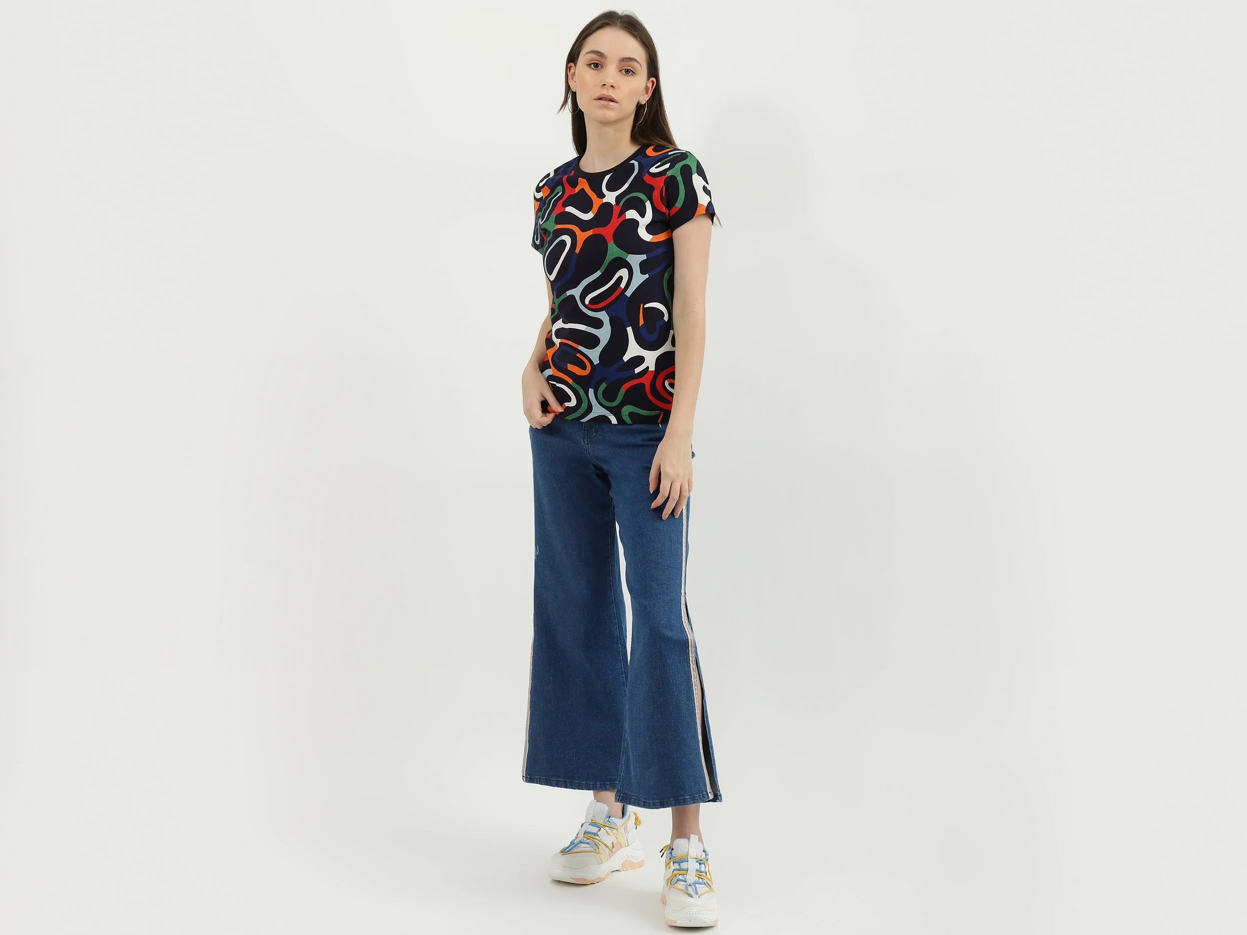 Women Printed Round Neck T-Shirt