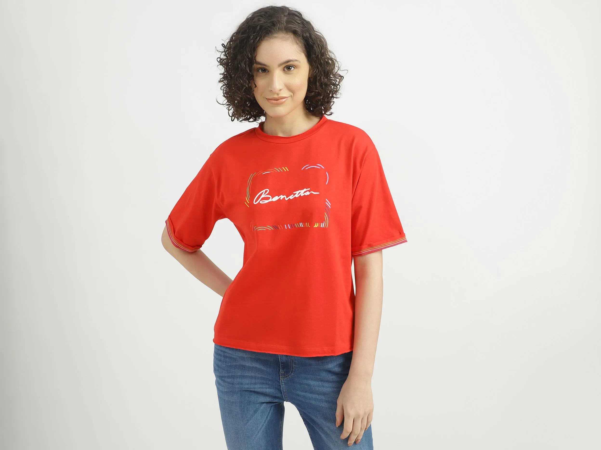 Women Printed Round Neck T-shirt