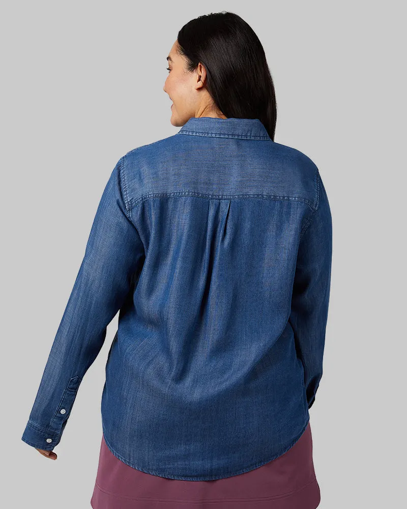 WOMEN'S CHAMBRAY LONG SLEEVE BUTTON-UP