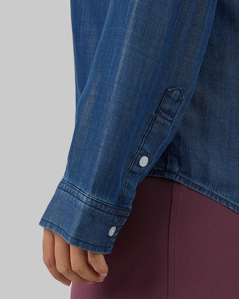 WOMEN'S CHAMBRAY LONG SLEEVE BUTTON-UP