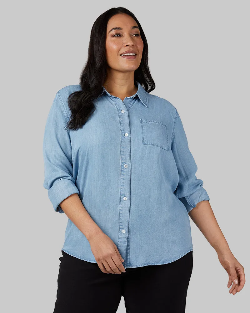 WOMEN'S CHAMBRAY LONG SLEEVE BUTTON-UP