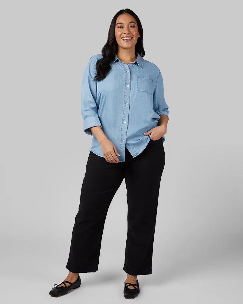 WOMEN'S CHAMBRAY LONG SLEEVE BUTTON-UP