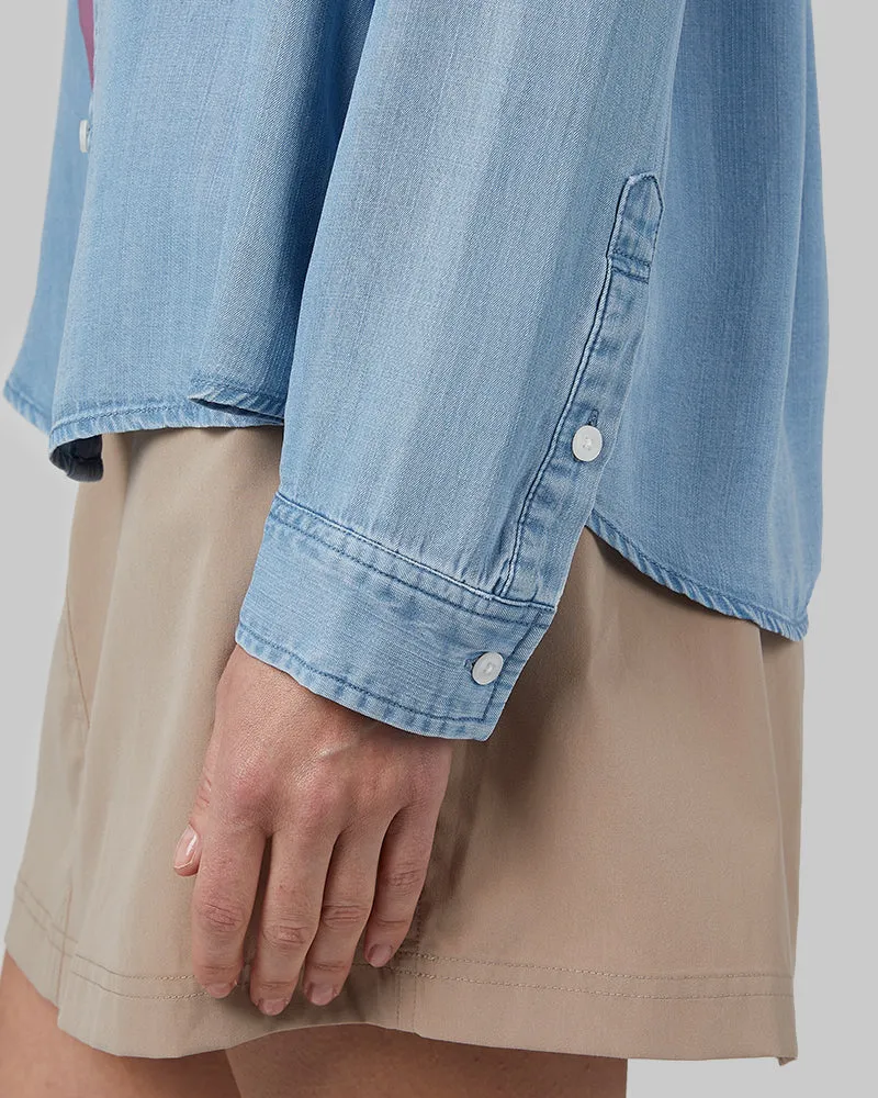 WOMEN'S CHAMBRAY LONG SLEEVE BUTTON-UP