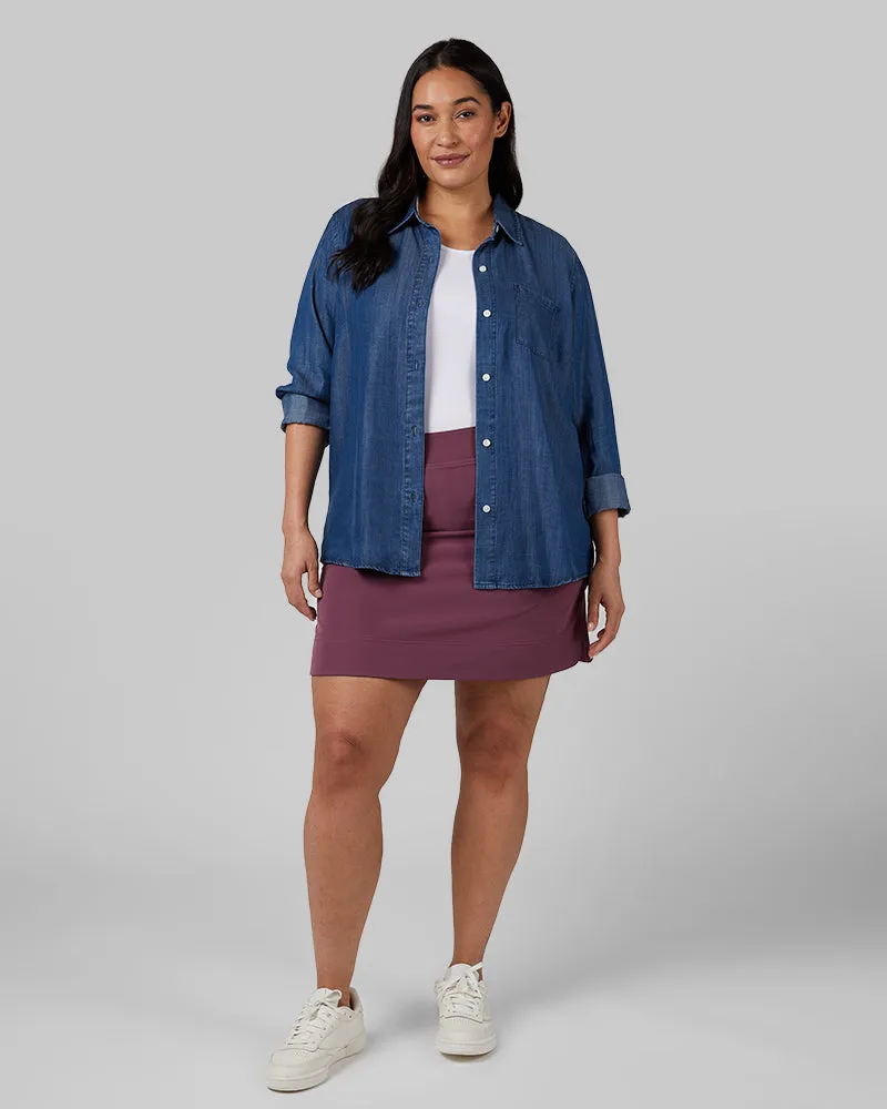 WOMEN'S CHAMBRAY LONG SLEEVE BUTTON-UP