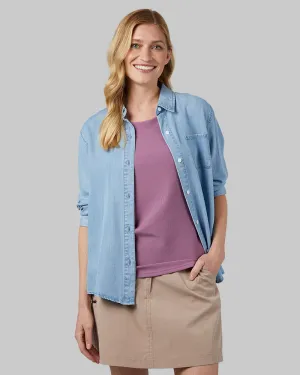 WOMEN'S CHAMBRAY LONG SLEEVE BUTTON-UP