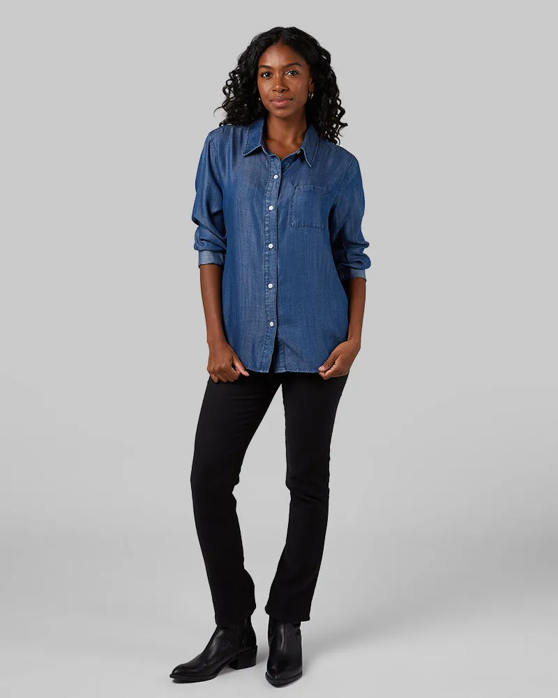 WOMEN'S CHAMBRAY LONG SLEEVE BUTTON-UP