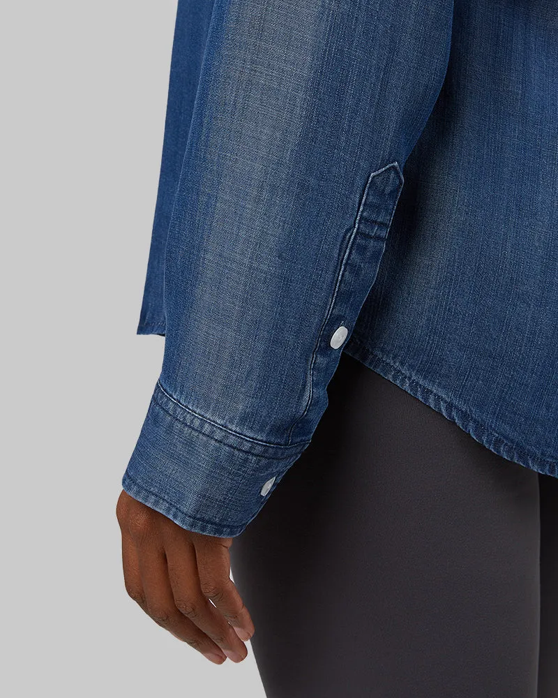WOMEN'S CHAMBRAY LONG SLEEVE BUTTON-UP