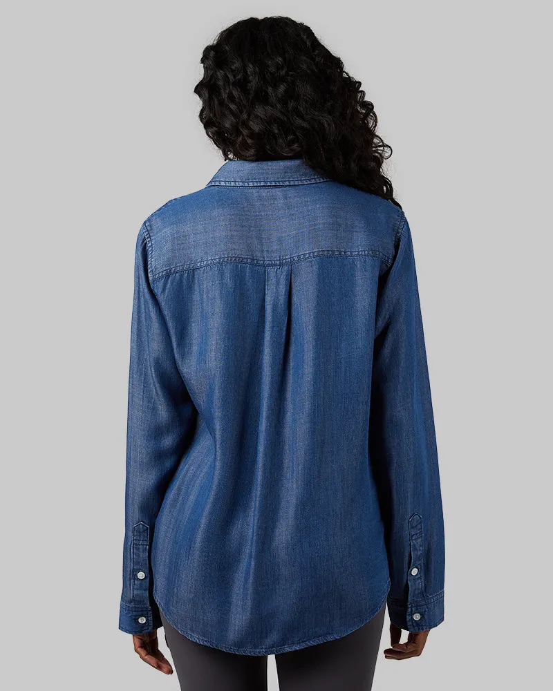 WOMEN'S CHAMBRAY LONG SLEEVE BUTTON-UP