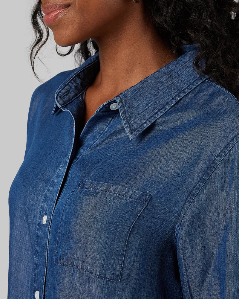 WOMEN'S CHAMBRAY LONG SLEEVE BUTTON-UP
