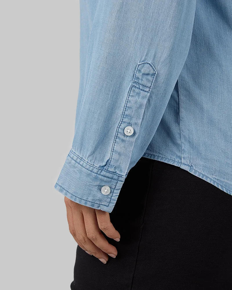 WOMEN'S CHAMBRAY LONG SLEEVE BUTTON-UP