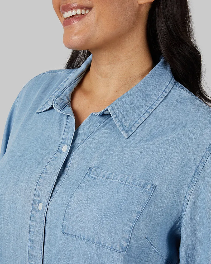 WOMEN'S CHAMBRAY LONG SLEEVE BUTTON-UP