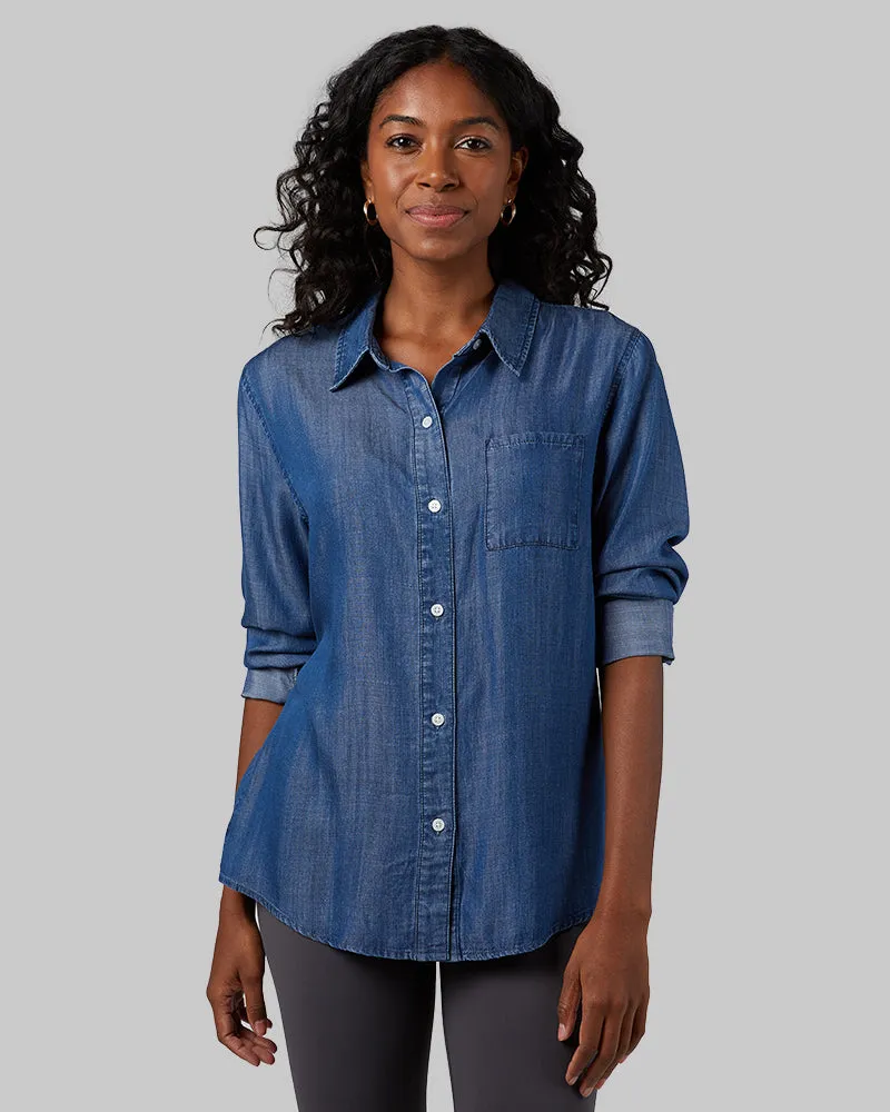 WOMEN'S CHAMBRAY LONG SLEEVE BUTTON-UP