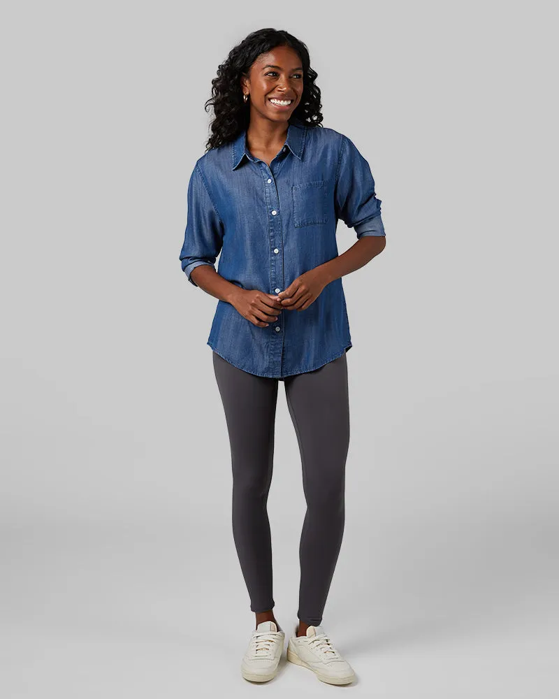 WOMEN'S CHAMBRAY LONG SLEEVE BUTTON-UP