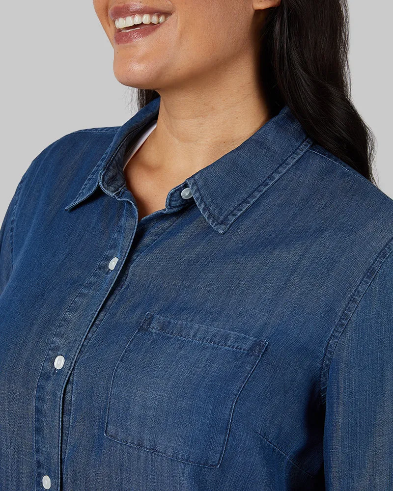 WOMEN'S CHAMBRAY LONG SLEEVE BUTTON-UP