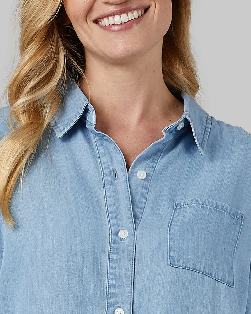 WOMEN'S CHAMBRAY LONG SLEEVE BUTTON-UP
