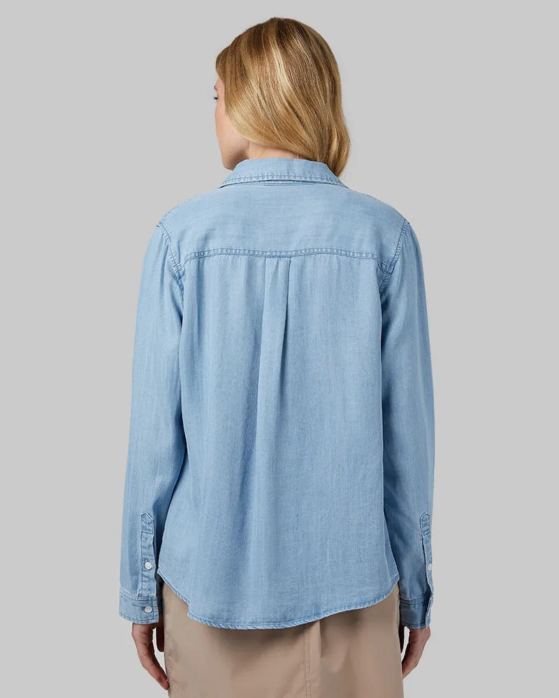 WOMEN'S CHAMBRAY LONG SLEEVE BUTTON-UP