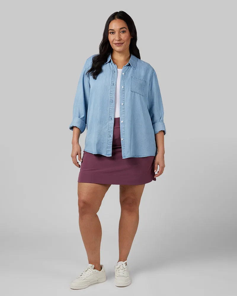 WOMEN'S CHAMBRAY LONG SLEEVE BUTTON-UP