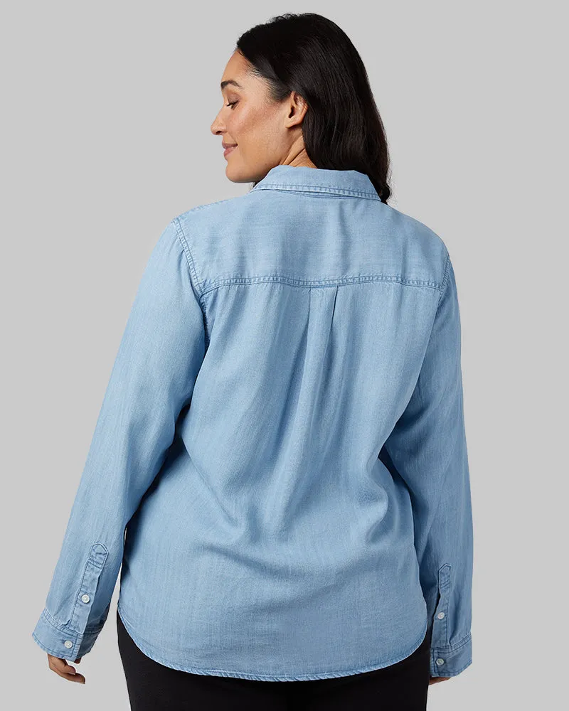 WOMEN'S CHAMBRAY LONG SLEEVE BUTTON-UP