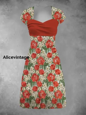 Women's Derby Style Floral Art Printed Dress