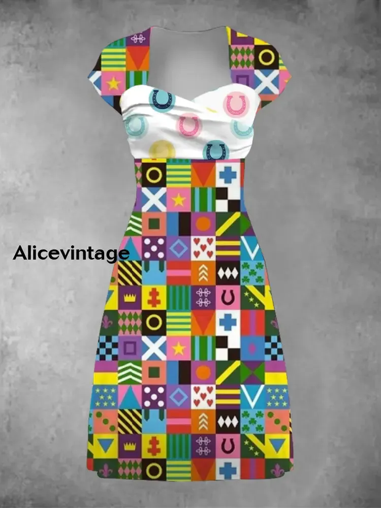 Women's Derby Style Floral Art Printed Dress
