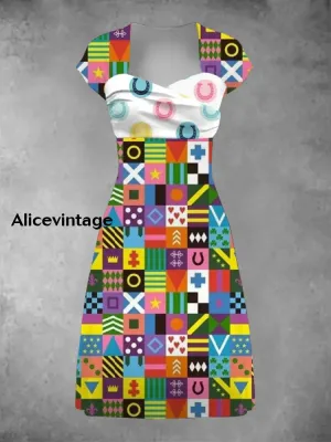 Women's Derby Style Floral Art Printed Dress