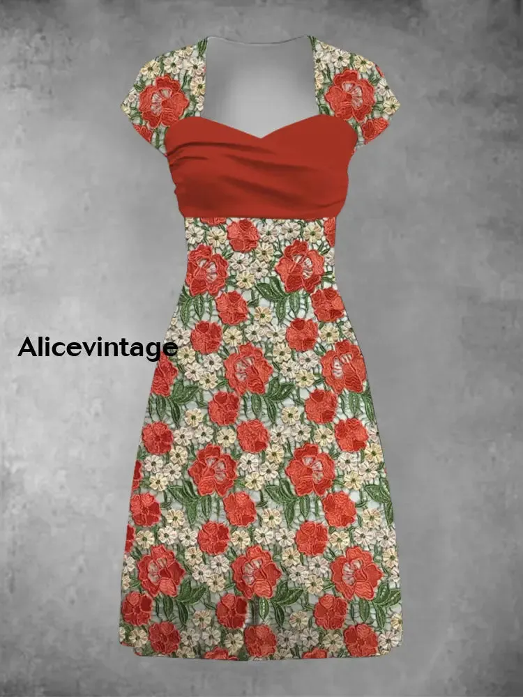 Women's Derby Style Floral Art Printed Dress