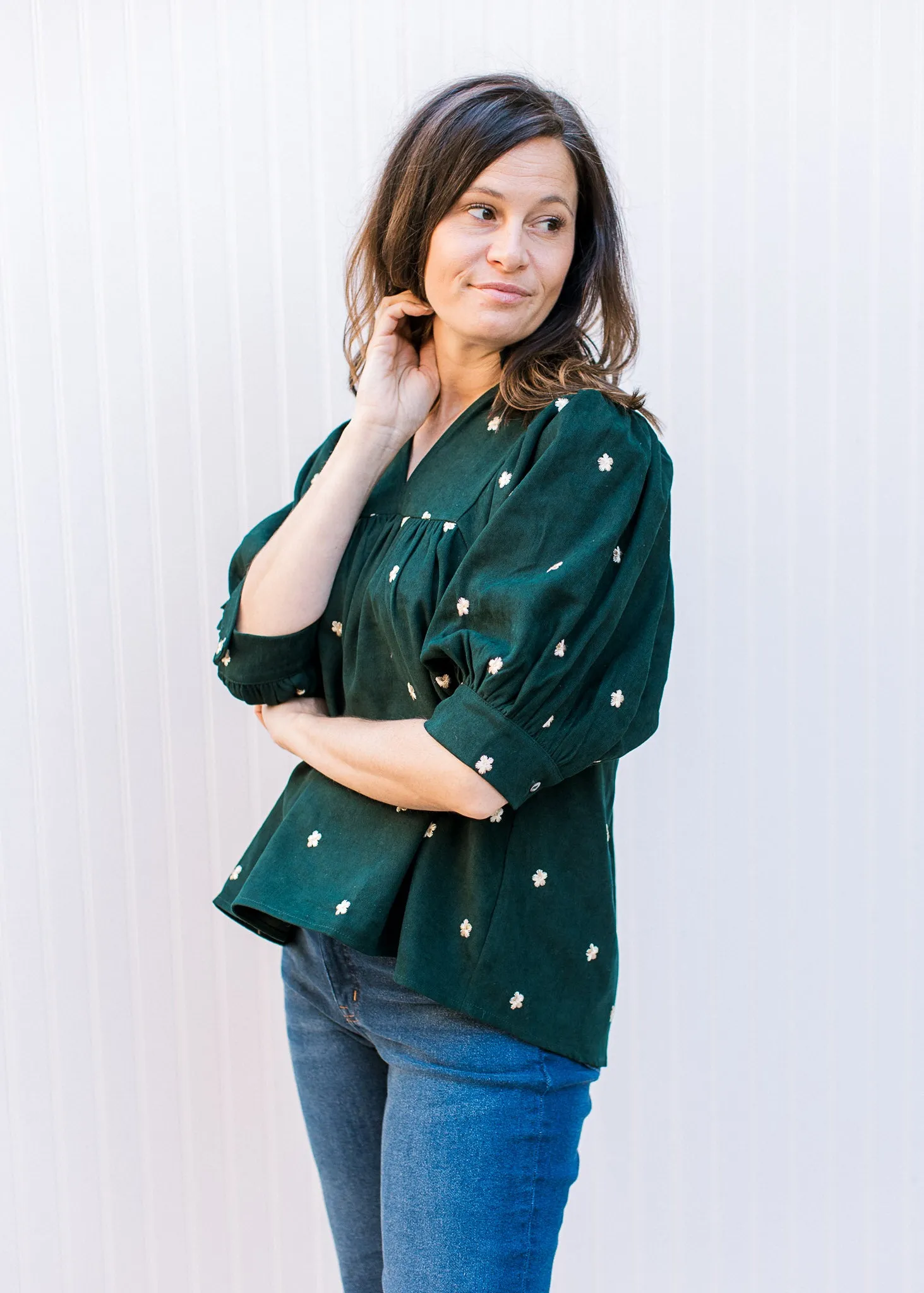 XZ Embroidered Emerald Top