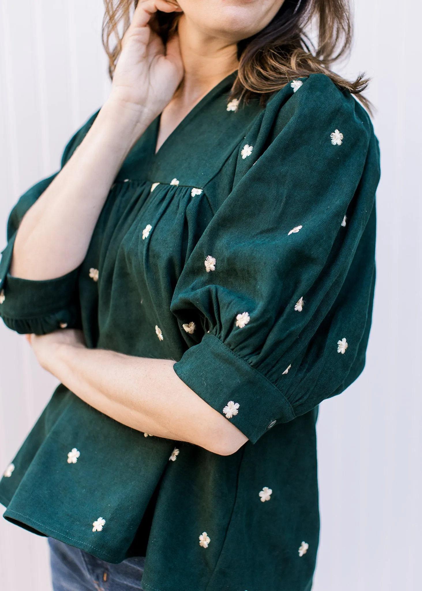 XZ Embroidered Emerald Top