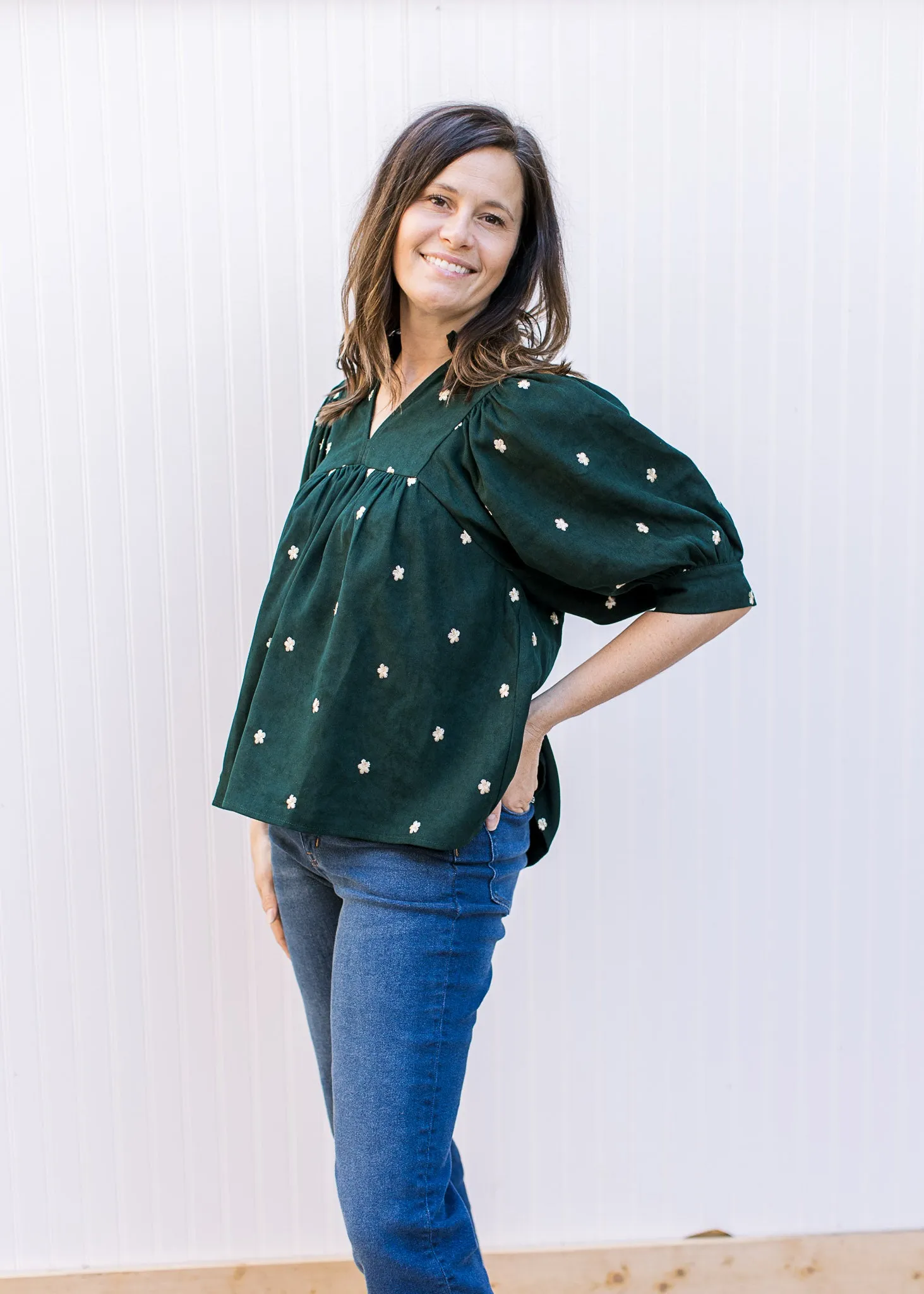 XZ Embroidered Emerald Top
