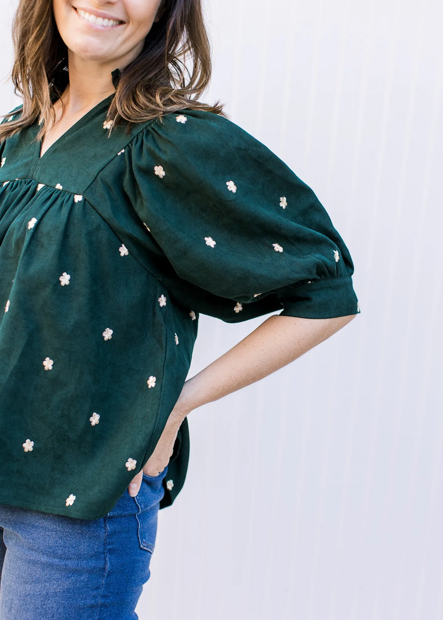 XZ Embroidered Emerald Top