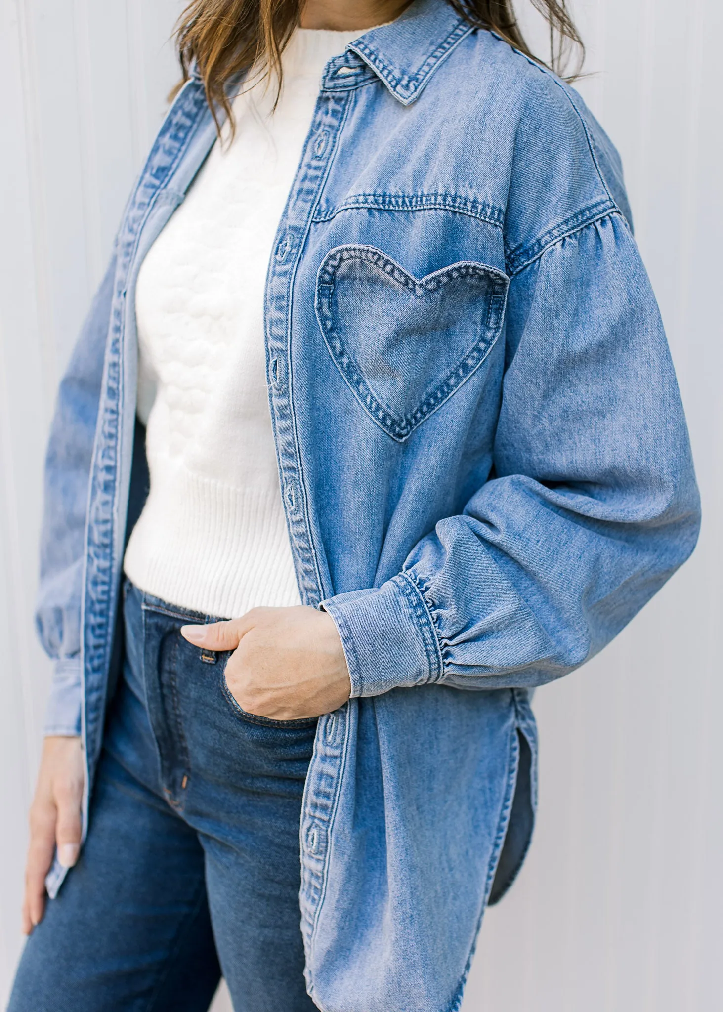 XZ  Hearts out Chambray Button Down