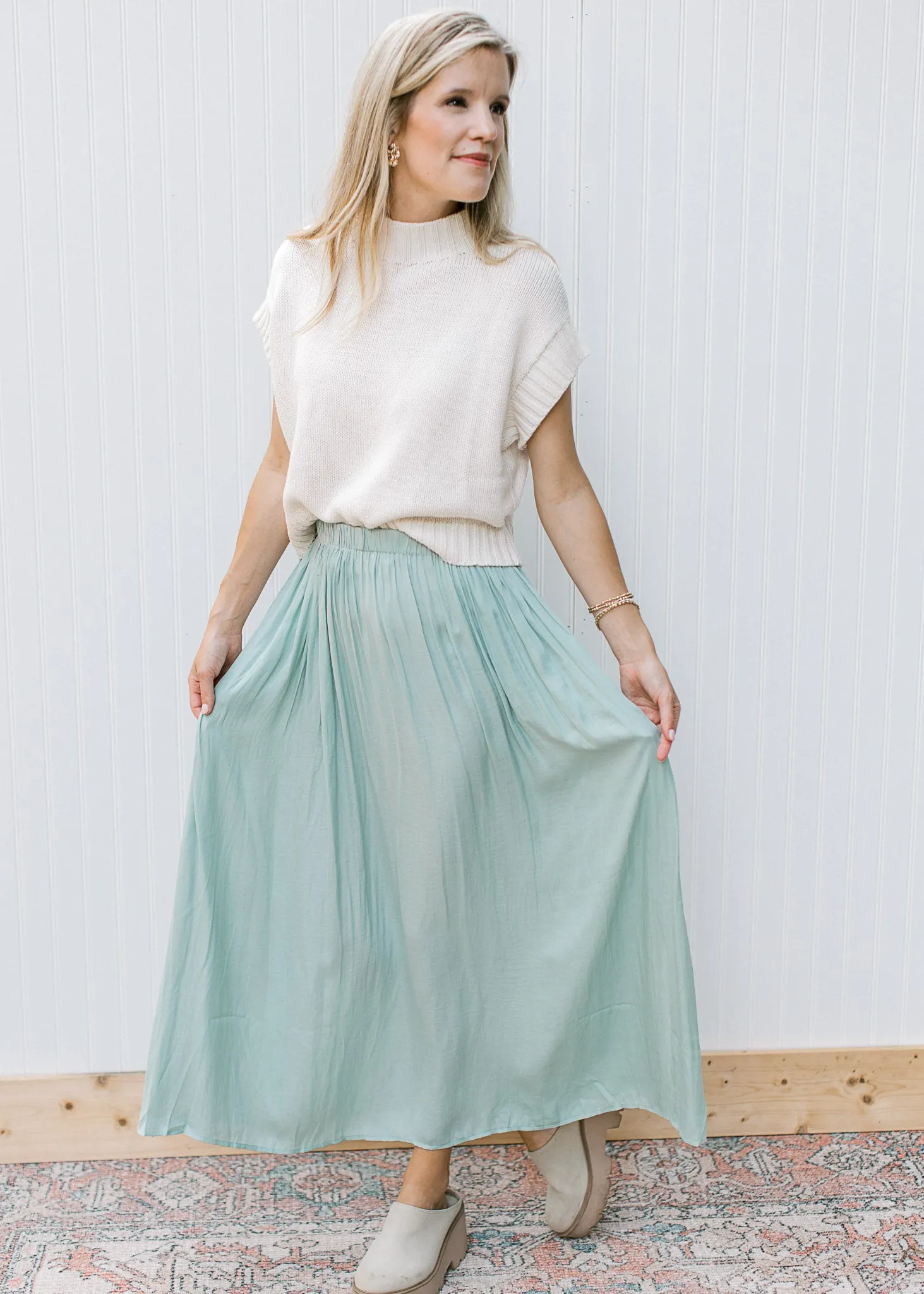 XZ Sweetly Sage Midi Skirt