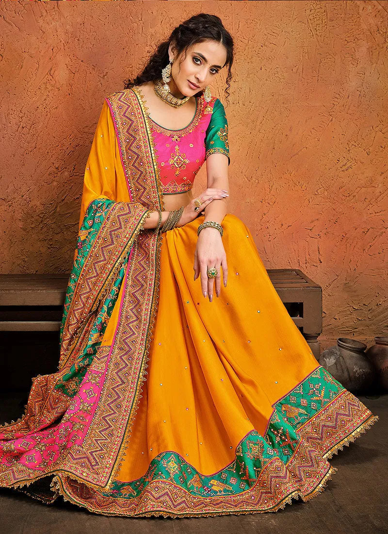 Yellow Multi Embroidered Designer Saree