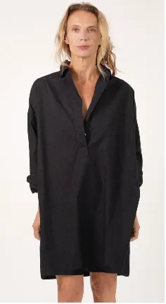 Zoe Tunic Shirt Dress Black